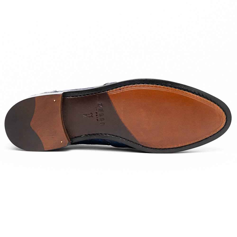 11-582-NVY FRANCO Crocodile Tassel Loafer, Navy Zelli Italia