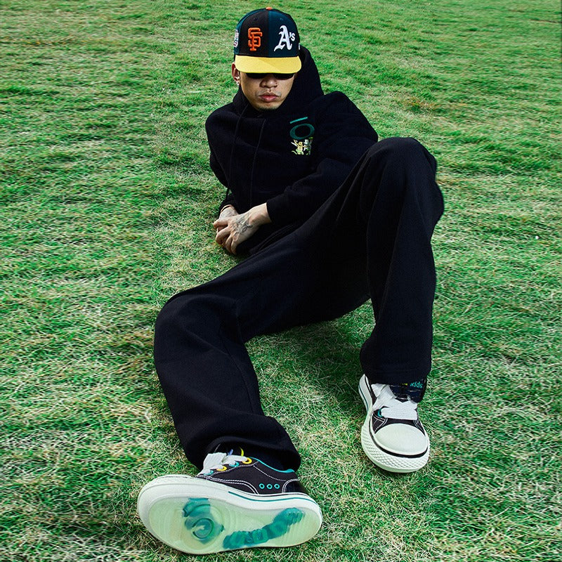 Canvas Platform Sneakers Black Green - Wolvess