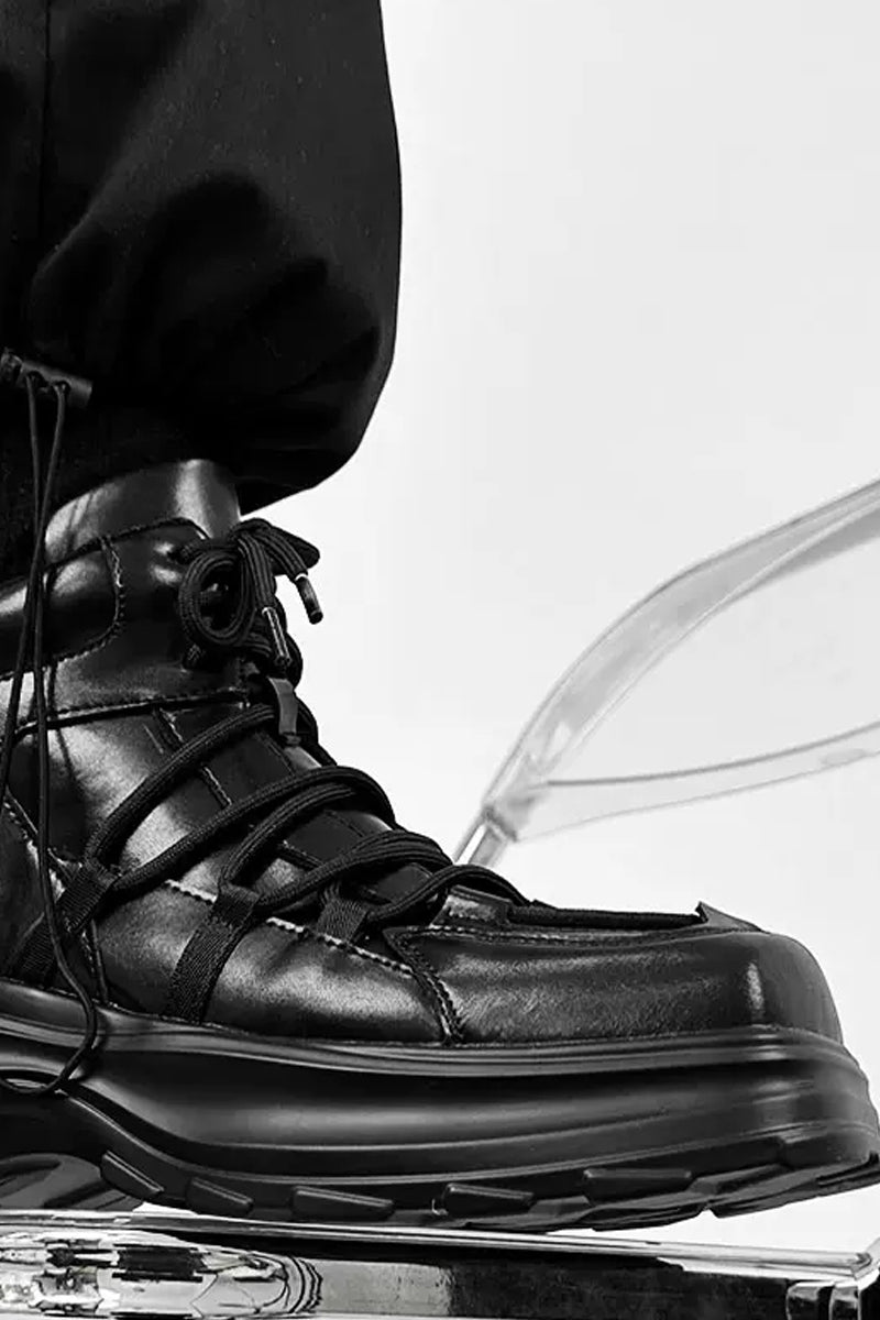 Black Chunky Platform High-Top Sneakers - Wolvess