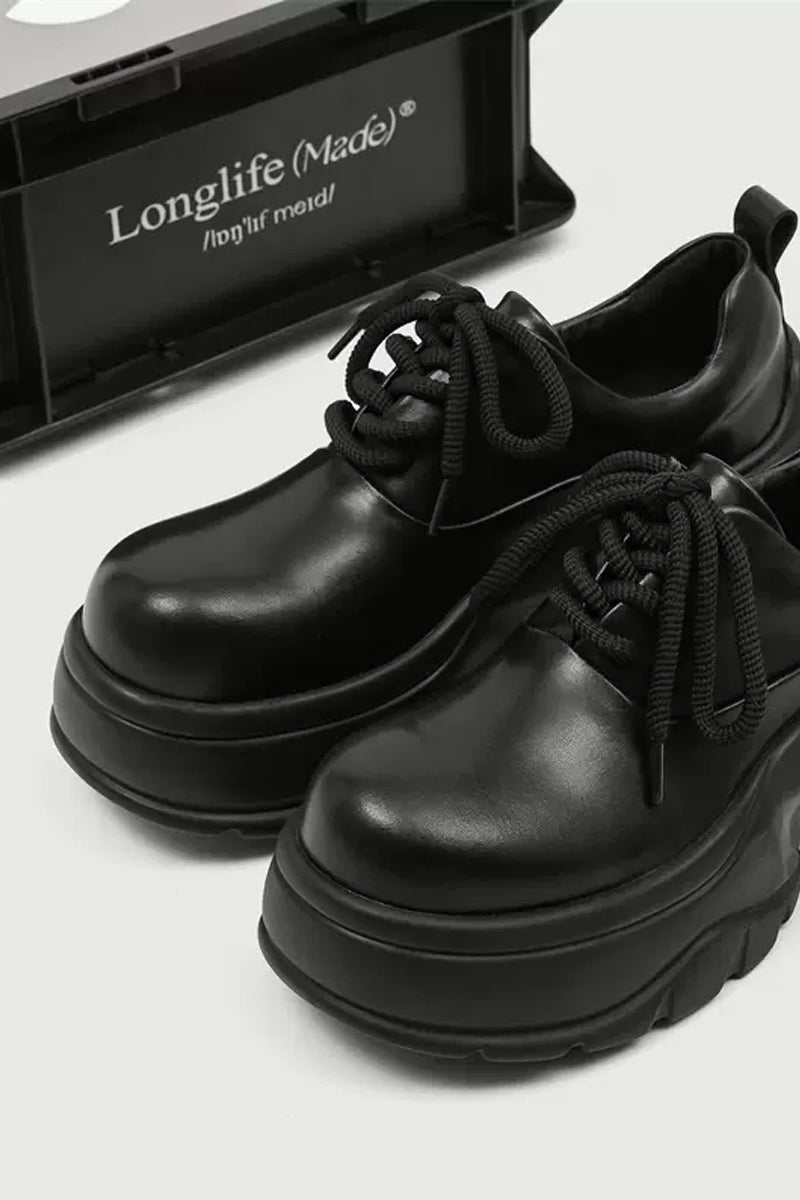 Black Chunky Platform Derby Sneakers - Wolvess