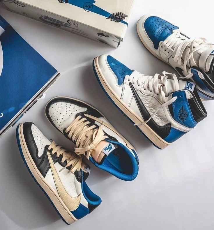 Custom Blue T-Scott x Fragment Air Jordan 1 High Q - Limited Edition Sneakers