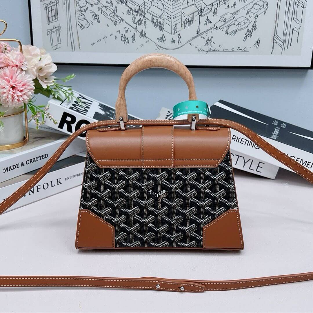 Brown Goyardine Coated Canvas and Leather PM Saigon Top Handle Bag - Wolvess