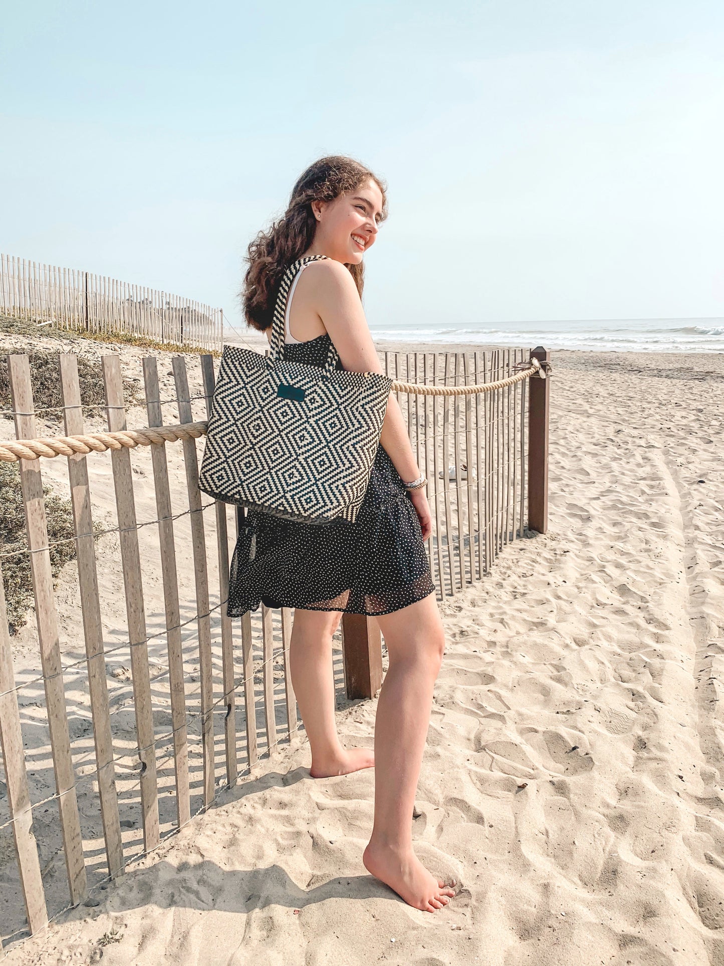 Greca Woven Tote Tin Marin Brand