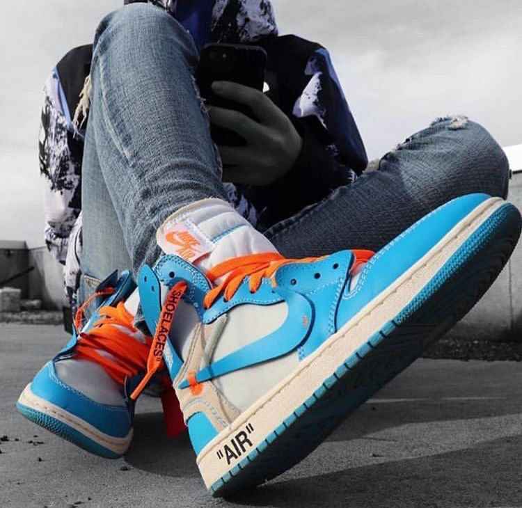 Custom Air Jordan 1 OFF-White Blue Sneakers for Unique Style