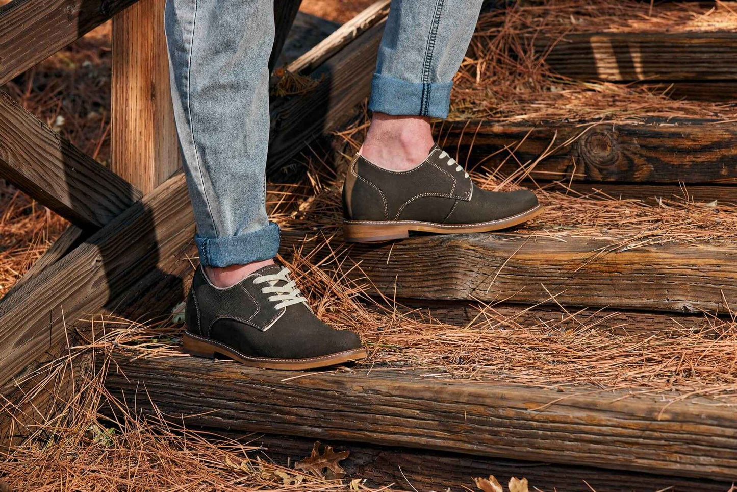 CALTO - J1311 - 3 Inches Taller (Sardine Grey) - Business Casual Leather Derbies Tallmenshoes.com
