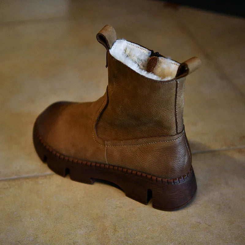 Fur Lined Brown Winter Boots - Wolvess