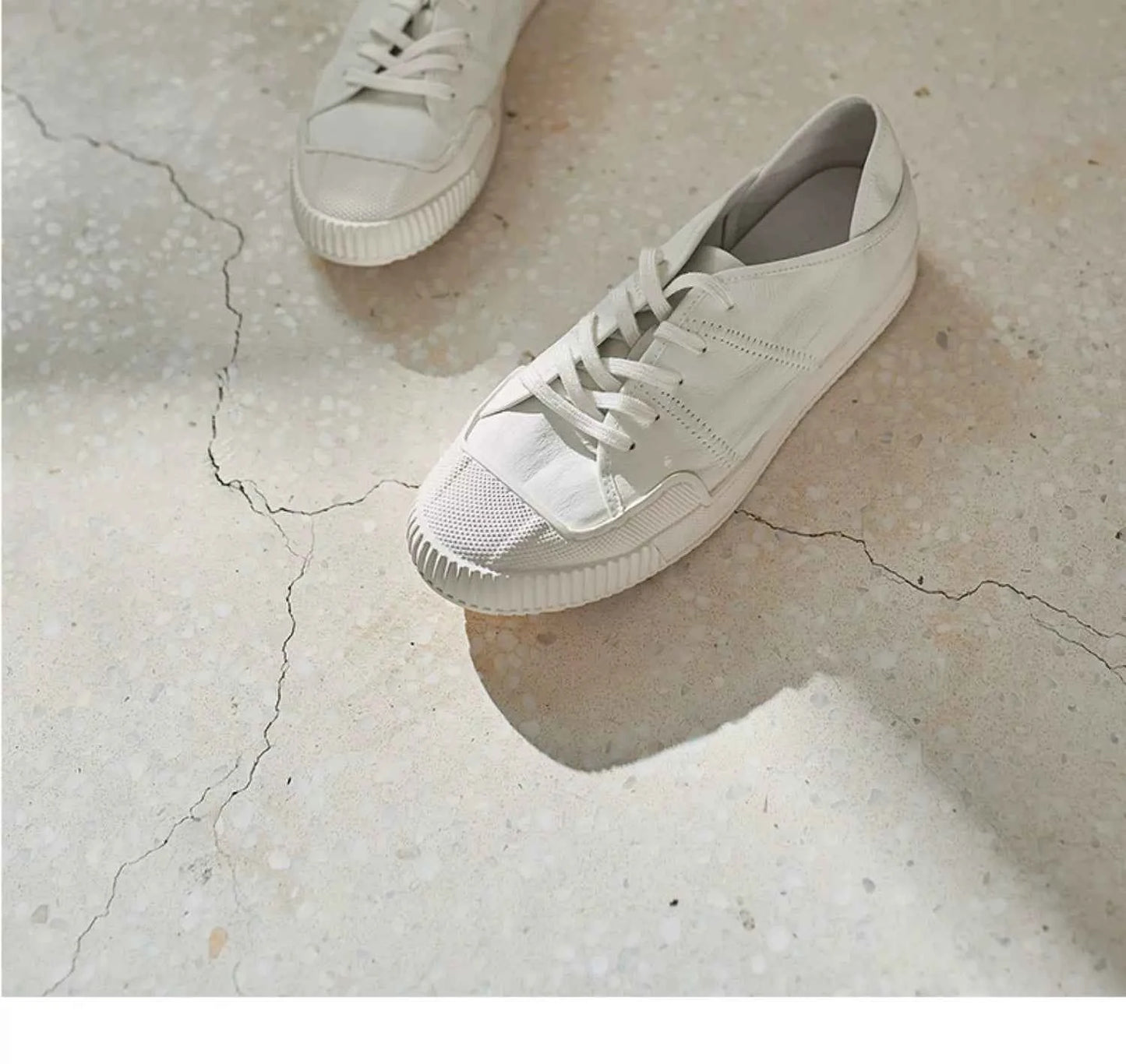 White Low-Top Lace-Up Sneakers
