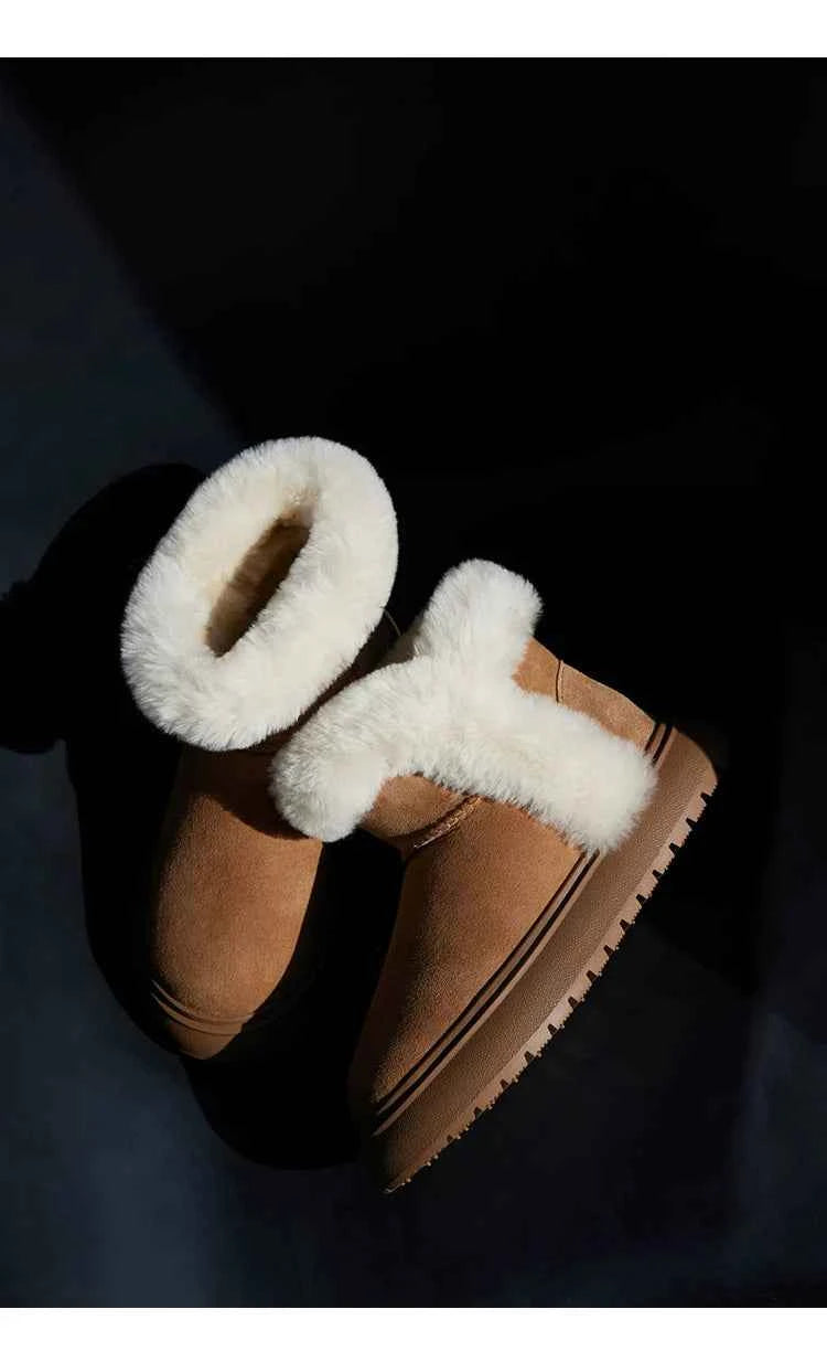Fuzzy Shearling Ankle Winter Boot