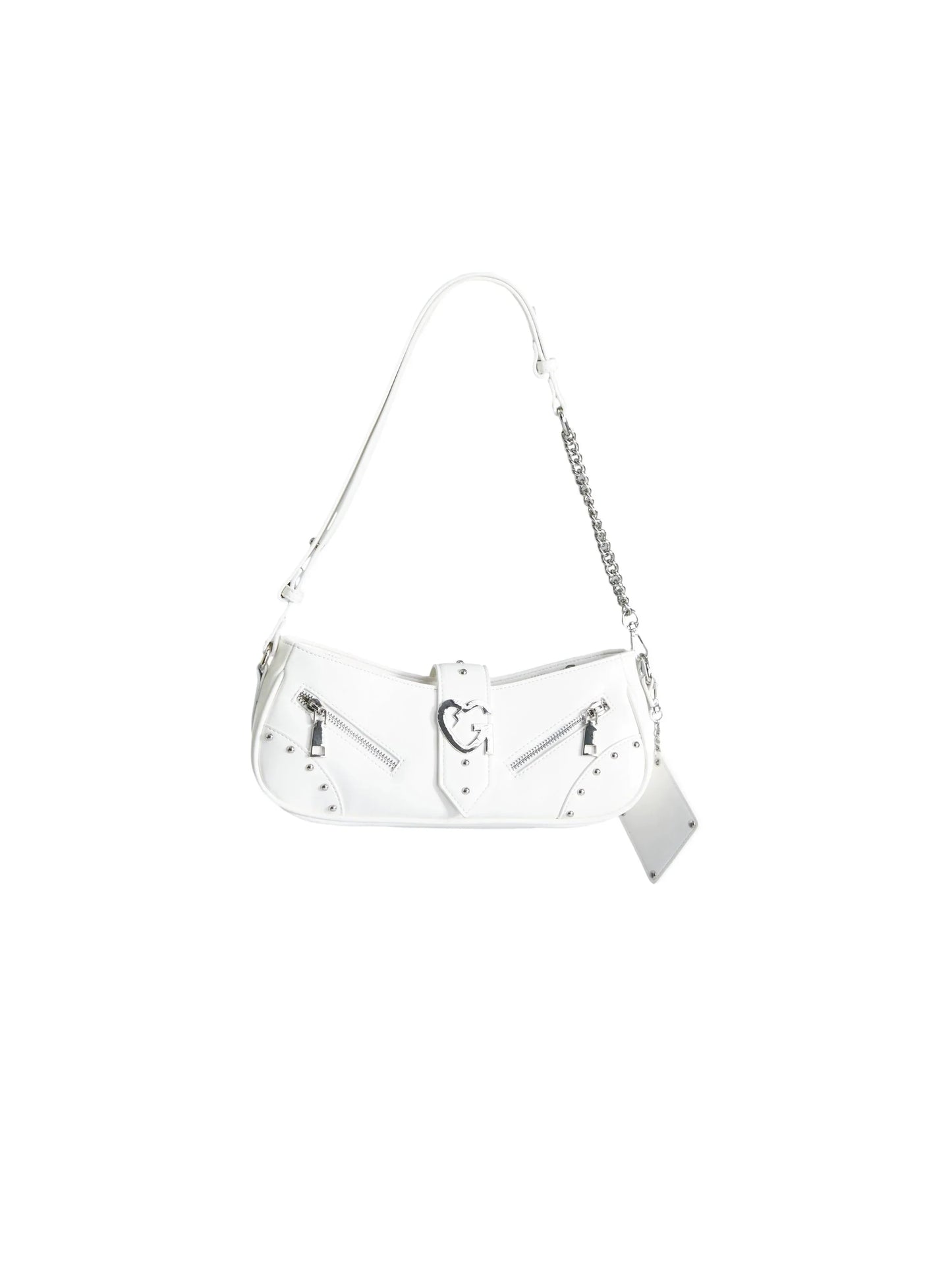 Edgy Baguette Shoulder Bag with Chain Strap - Wolvess