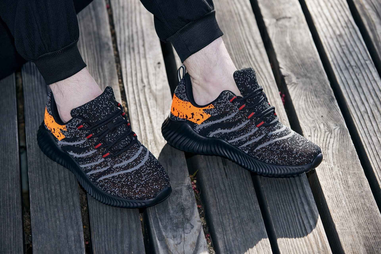 CALTO - Q219 - 2.8 Inches Taller (Neon Orange/Black/Grey) - Ultra Lightweight Tallmenshoes.com