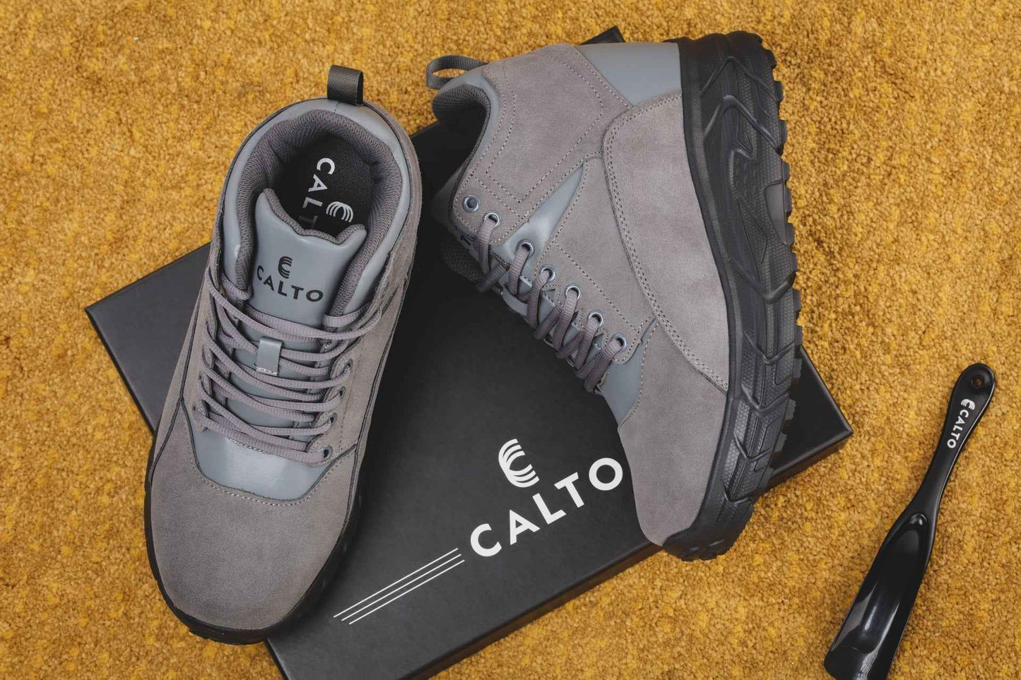 CALTO - S22800 - 4 Inches Taller (Grey) - Hiking Style Boots Tallmenshoes.com