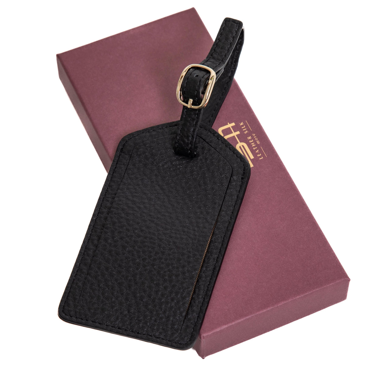 Sophia Full-Grain Leather Luggage Tag – Soft Pebbled Finish MiamiLeathers.com