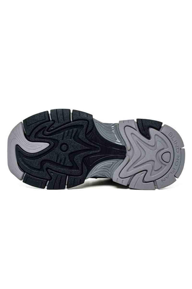 Grey Wave Chunky Running Sneakers