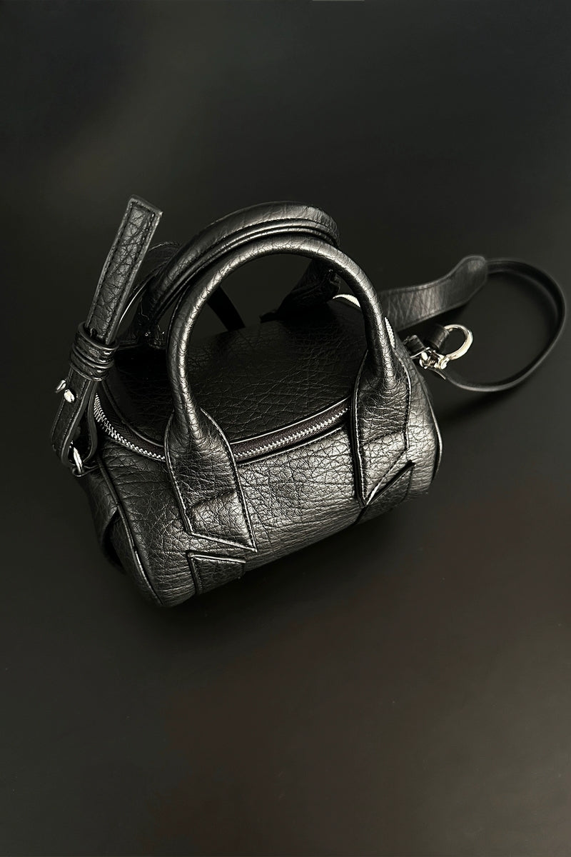 Black Mini Barrel Crossbody Bag - Wolvess