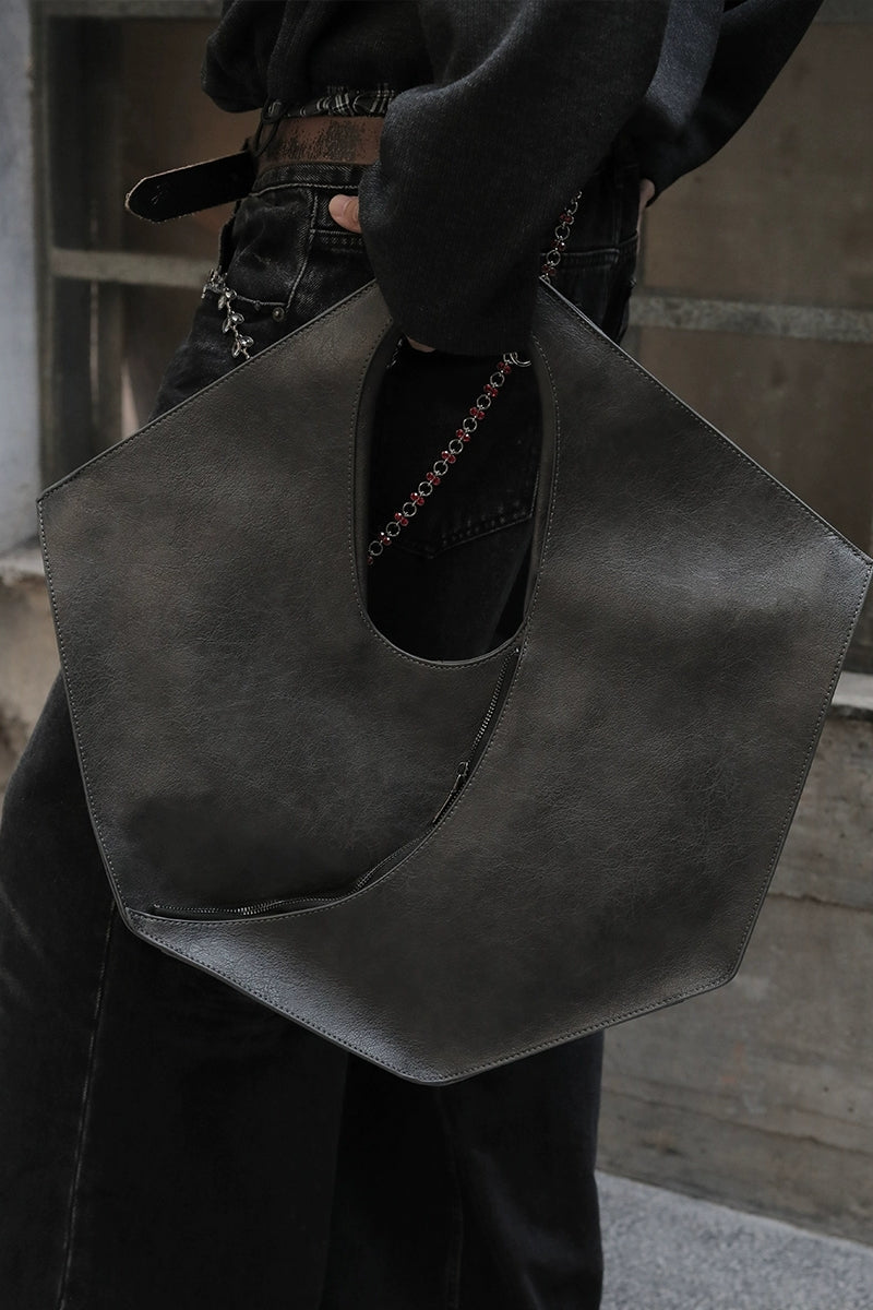 Black Geometric Hobo Shoulder Bag - Wolvess