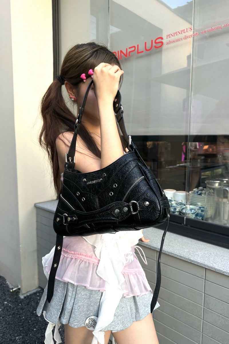 Millennial Waxed Leather Biker Underarm Bag