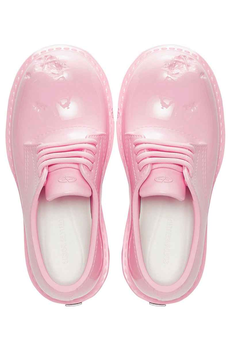 Pink Platform Derby Shoes with Lug Sole