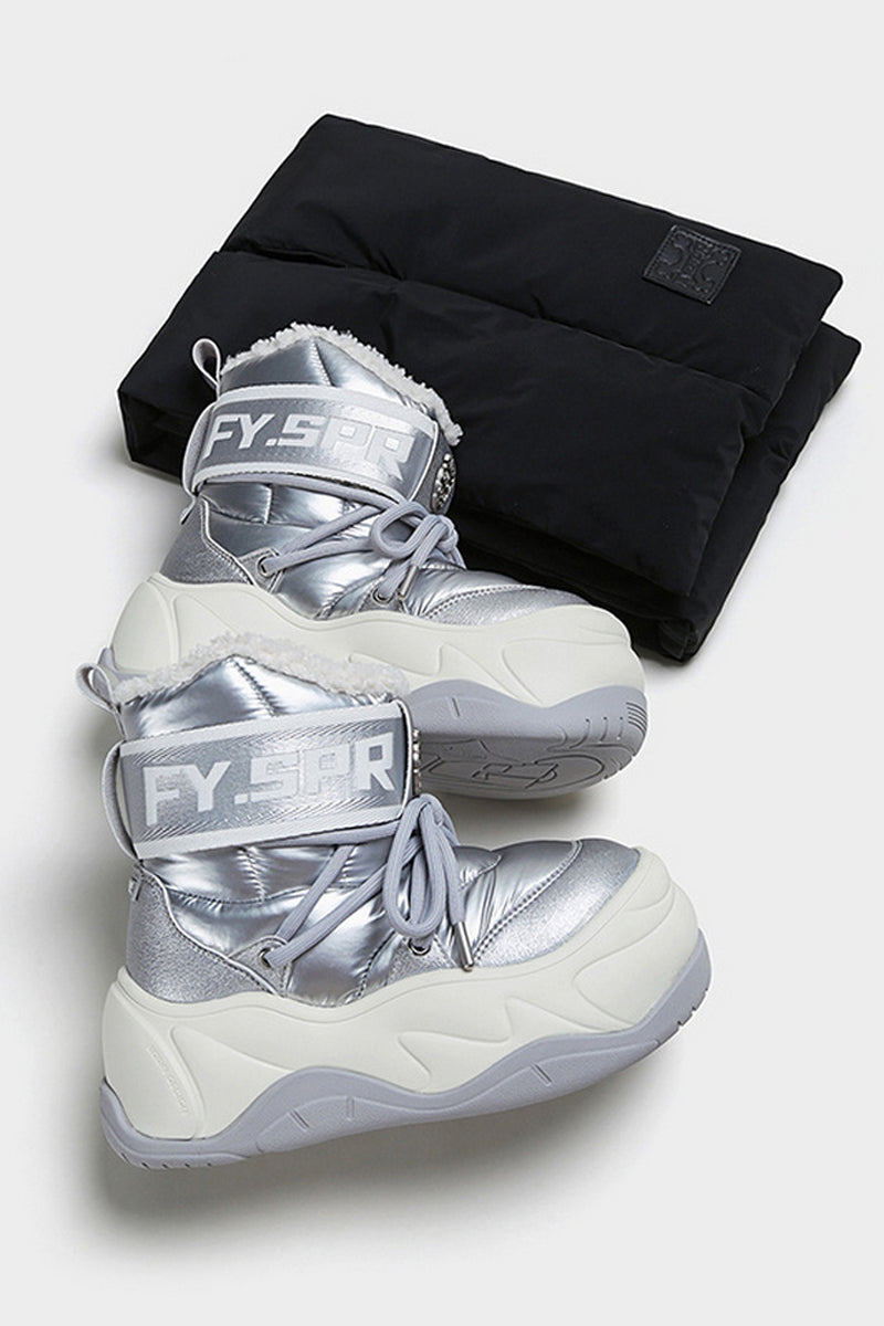 Metallic Waterproof Snow Boots - Plush-Lined Winter Footwear - Wolvess