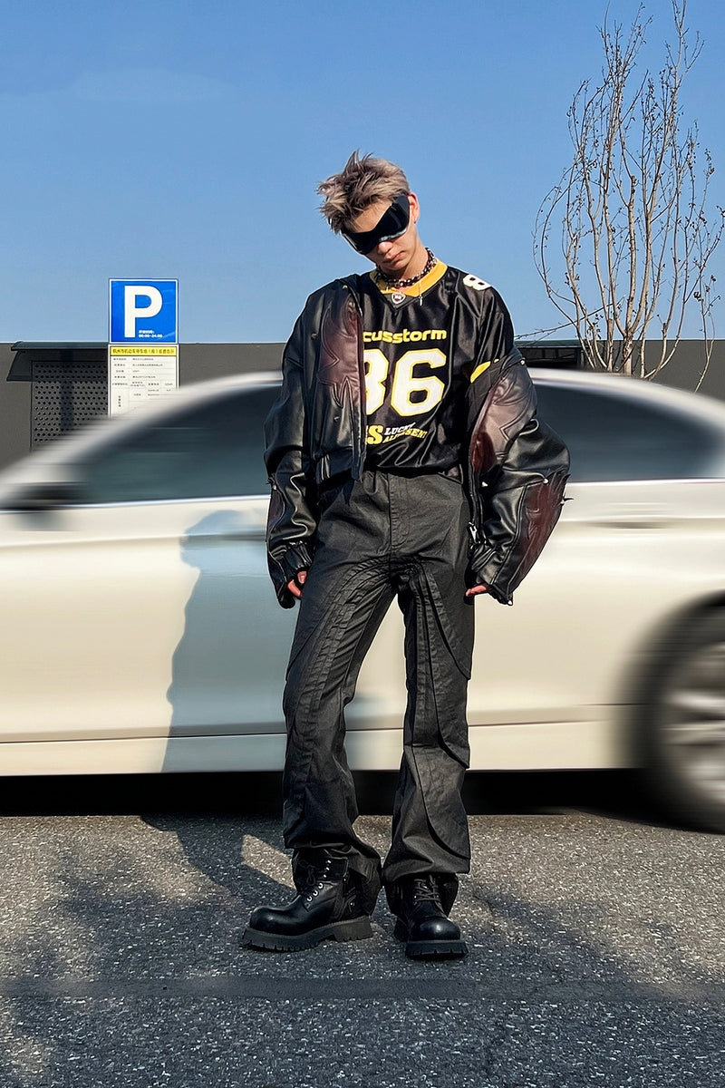 Black Leather Platform Combat Boots - Wolvess