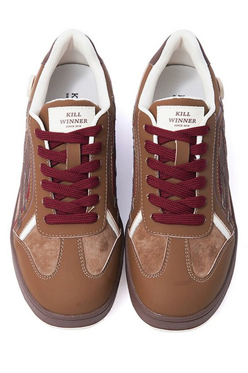 Brown Burgundy Leather Court Sport Sneakers - Wolvess