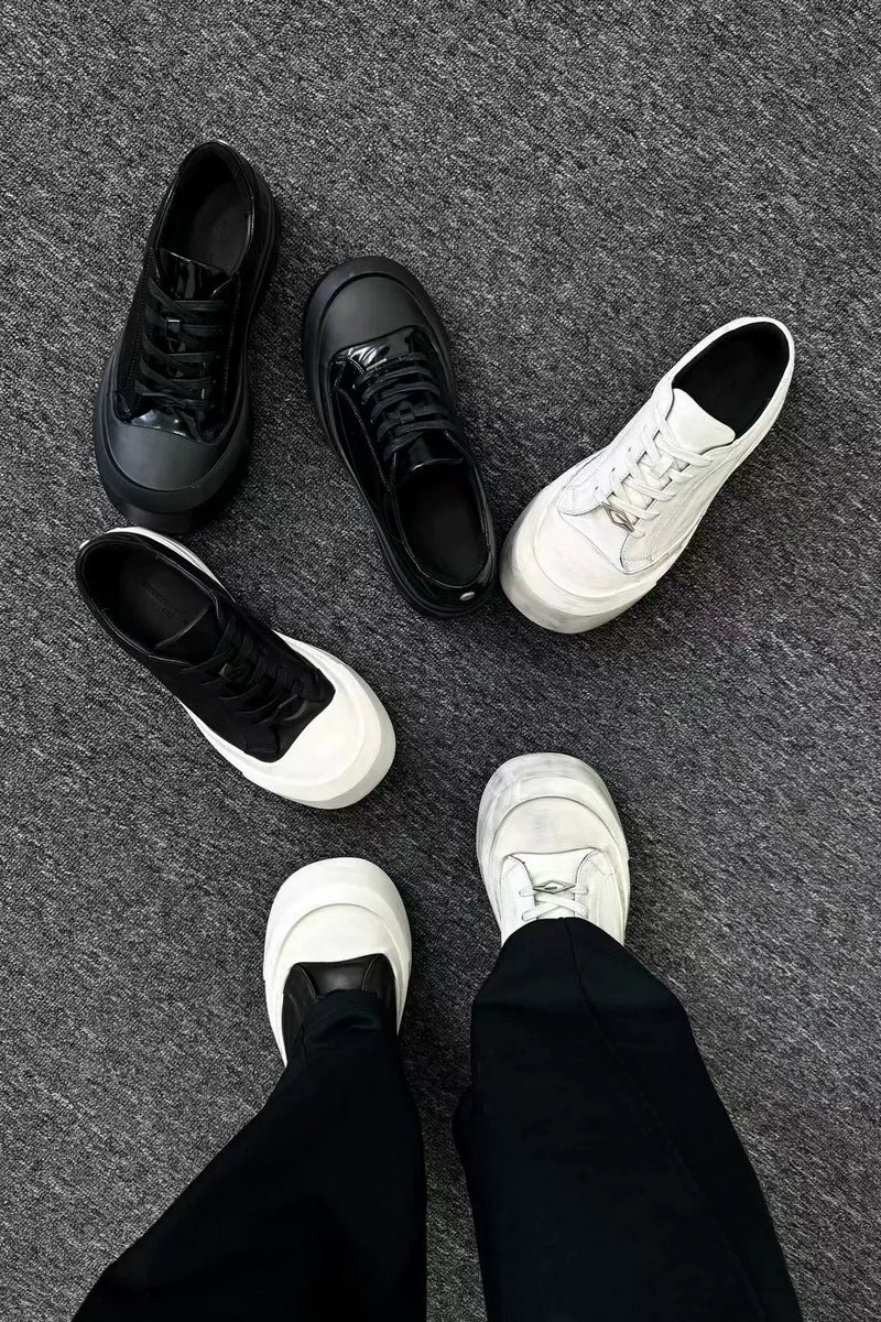 Leather Toe Cap Platform Sneakers - Wolvess