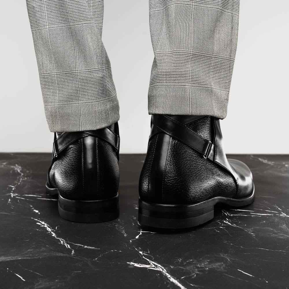 45-600-BLK Jodphur Italian Calfskin Boot, Black Zelli Italia