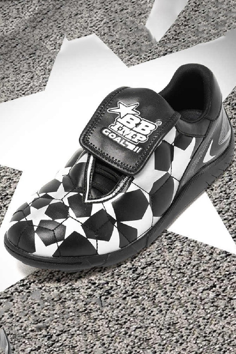 Black White Star Velcro Soccer Shoes - Wolvess