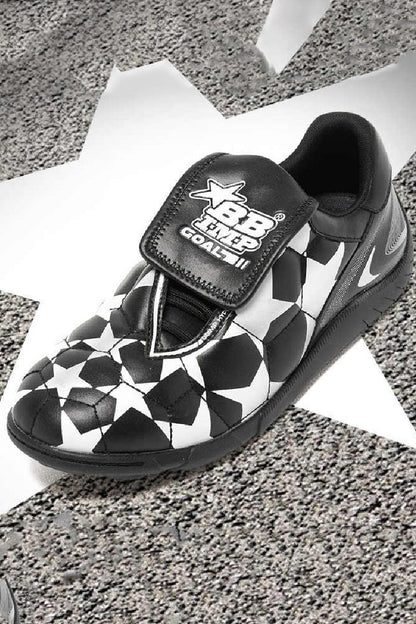 Black White Star Velcro Soccer Shoes - Wolvess