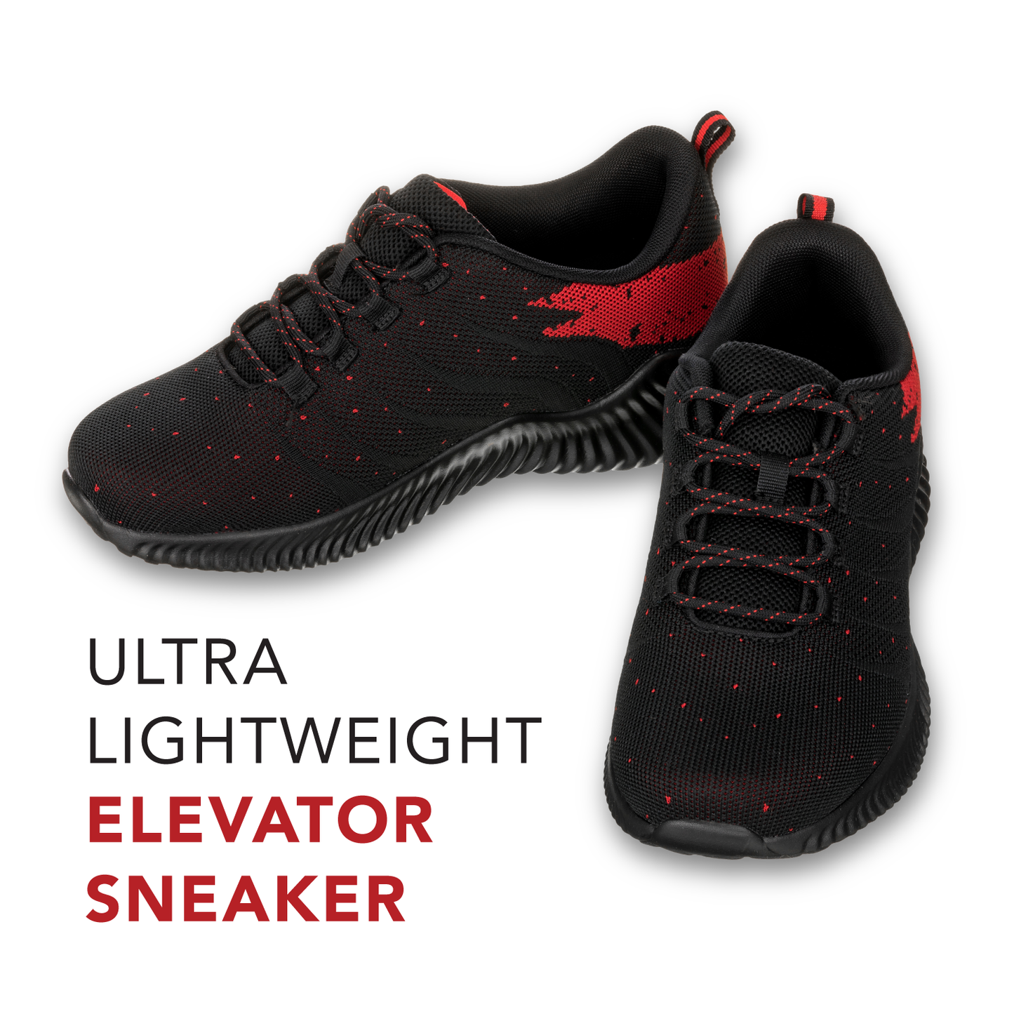 CALTO - Q215 - 2.8 Inches Taller (Black/Red) - Ultra Lightweight Tallmenshoes.com
