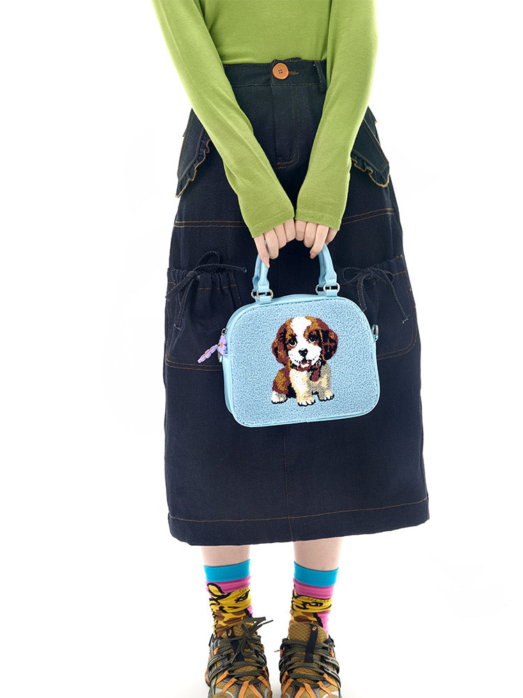 Blue Puppy Print Mini Handbag - Wolvess