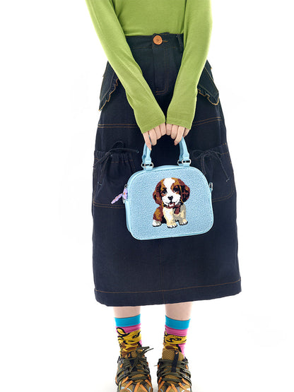 Blue Puppy Print Mini Handbag - Wolvess
