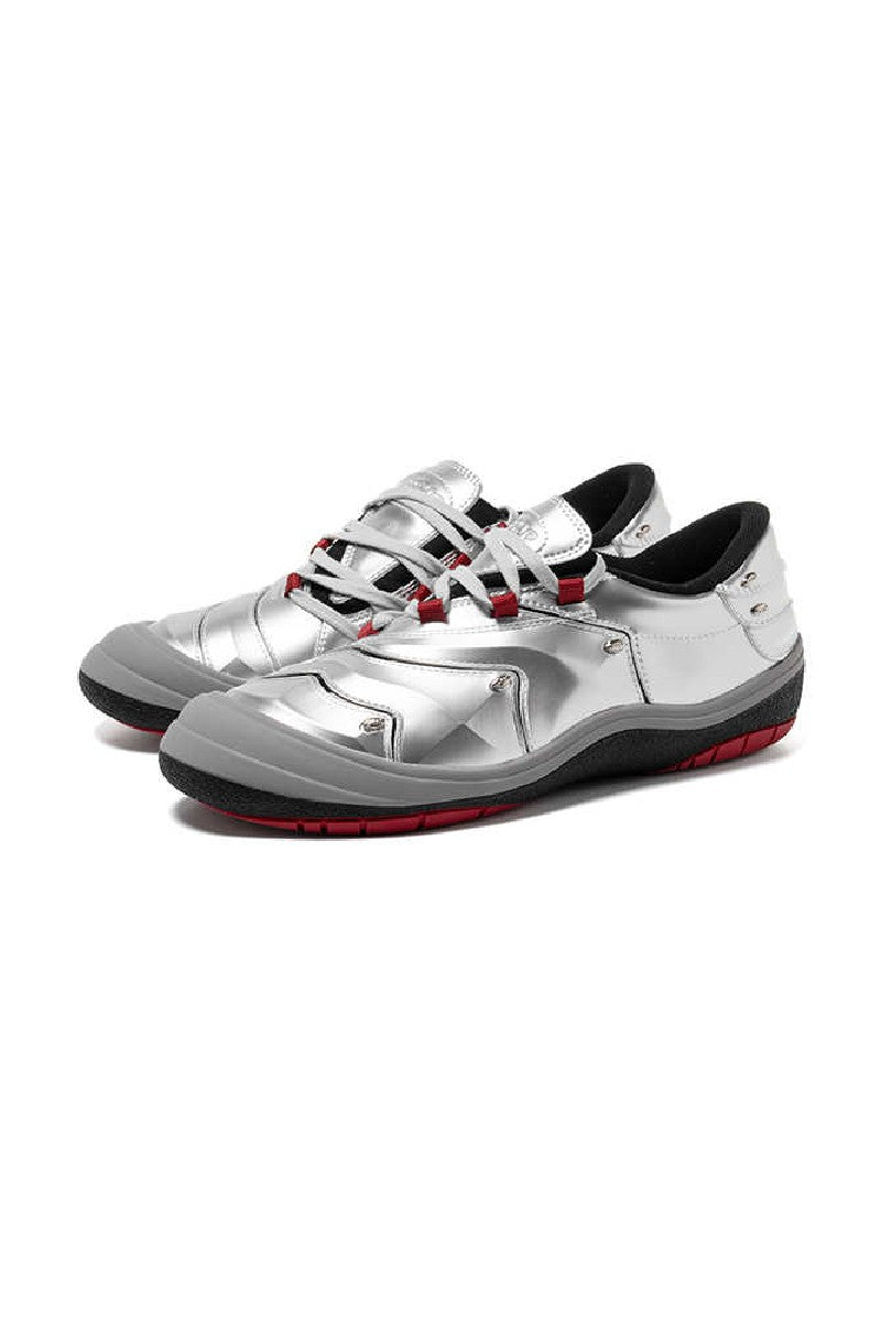 Metallic Silver Red Sole Athletic Sneakers - Wolvess