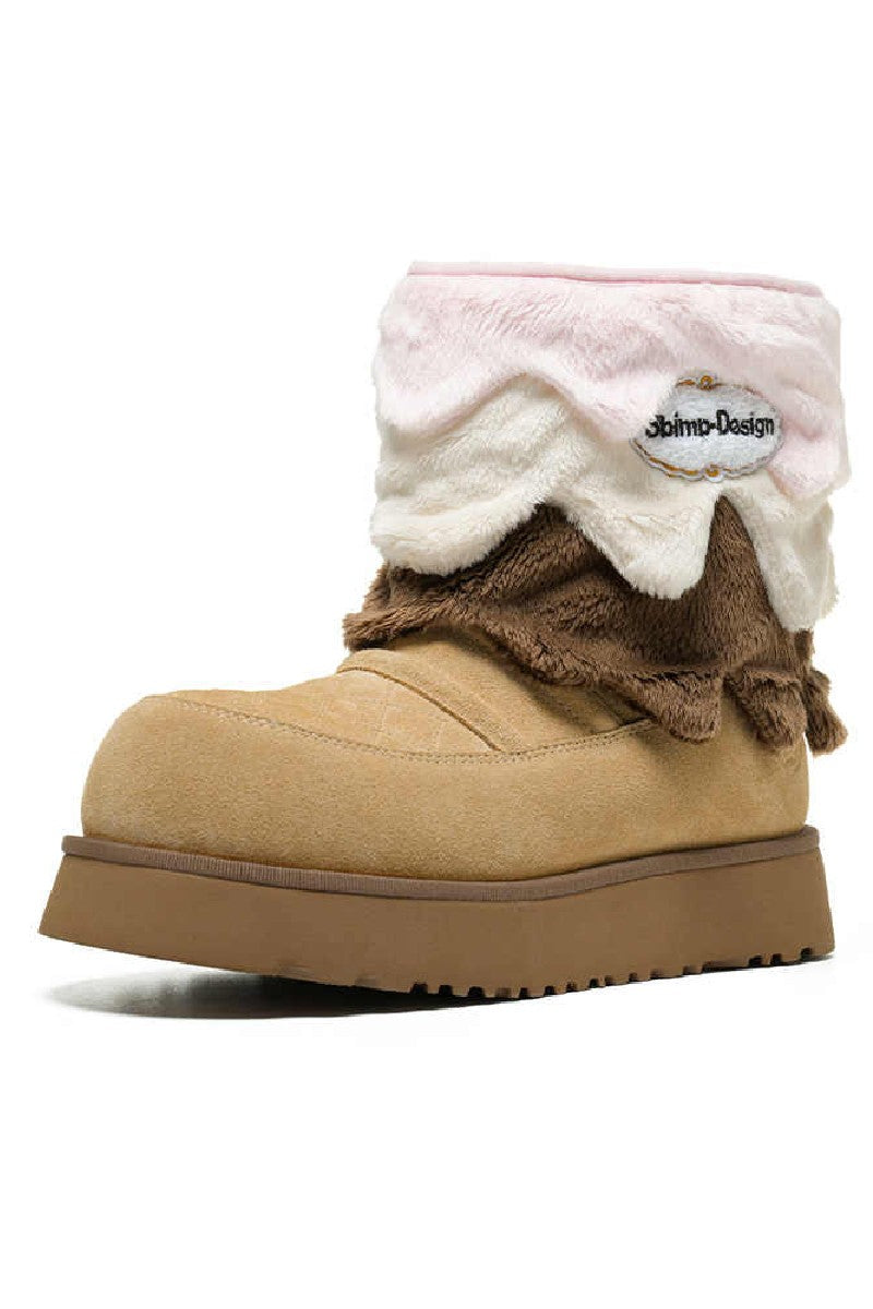 Fluffy Fold Over Suede Winter Boots - Wolvess