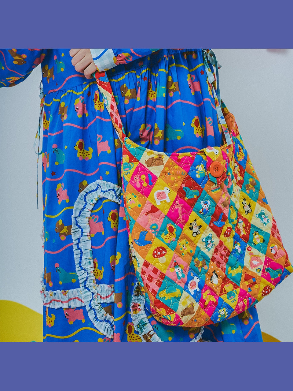 Rainbow Patchwork Animal Print Shoulder Bag - Wolvess