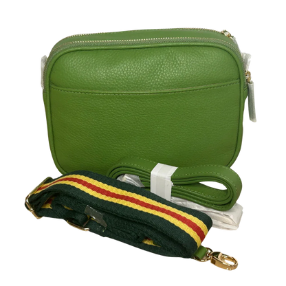 Sophia Double Zipper Leather Crossbody MiamiLeathers.com