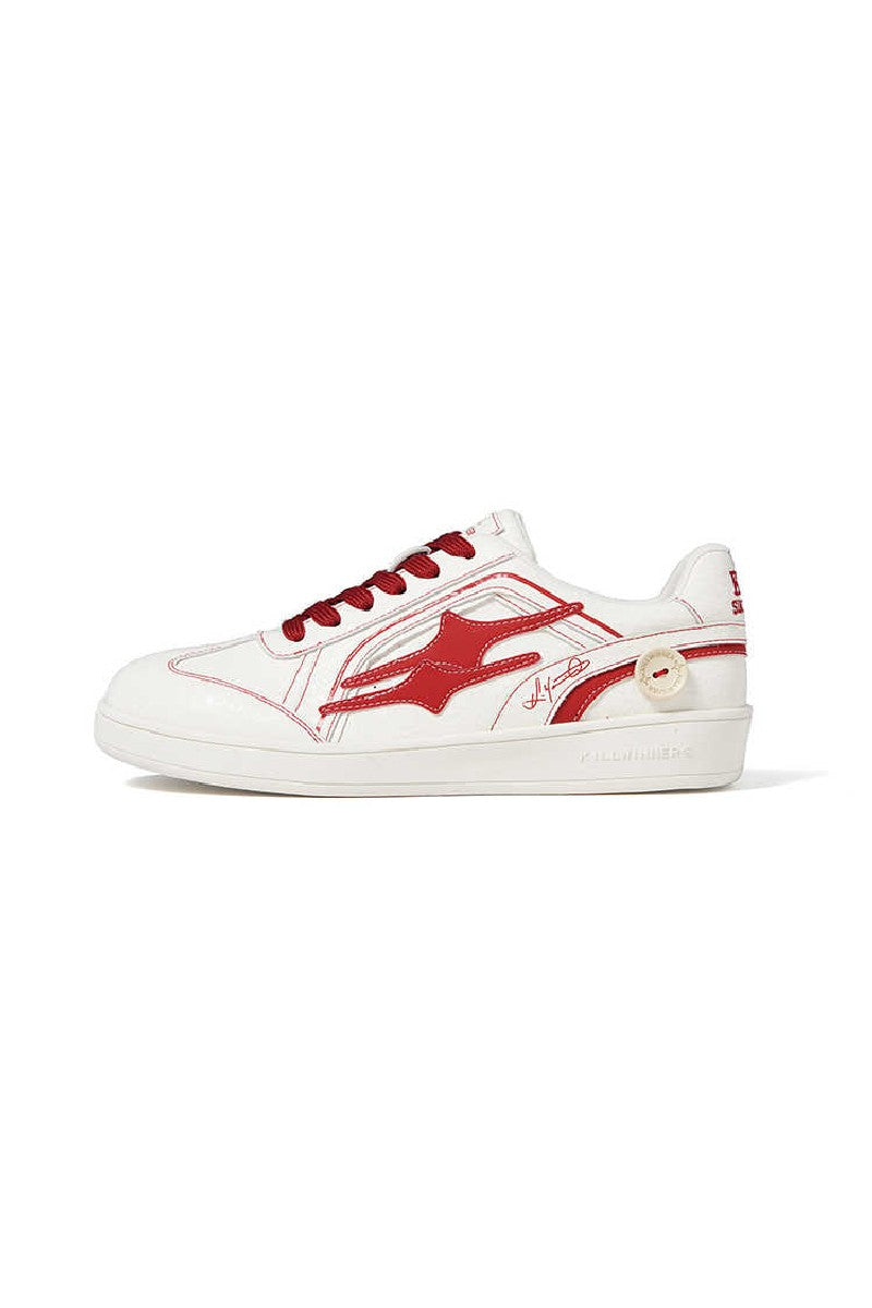Classic Low-Top Sneakers White with Red Accents - Wolvess