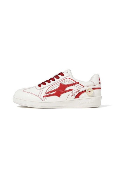 Classic Low-Top Sneakers White with Red Accents - Wolvess