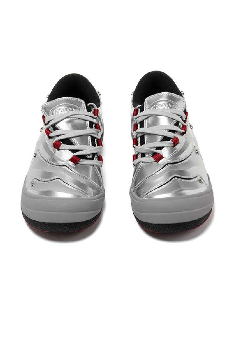 Metallic Silver Red Sole Athletic Sneakers - Wolvess