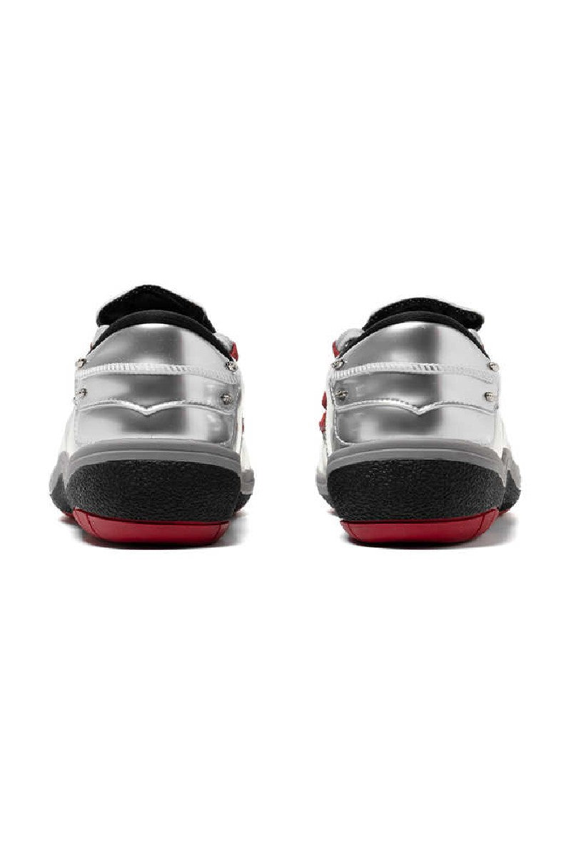 Metallic Silver Red Sole Athletic Sneakers - Wolvess