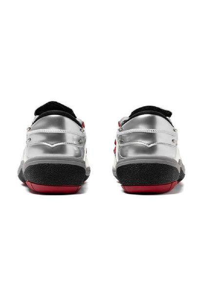 Metallic Silver Red Sole Athletic Sneakers - Wolvess