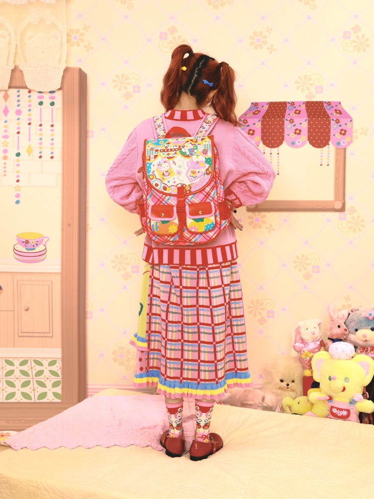 Sweet Plaid School Backpack Bag - Wolvess