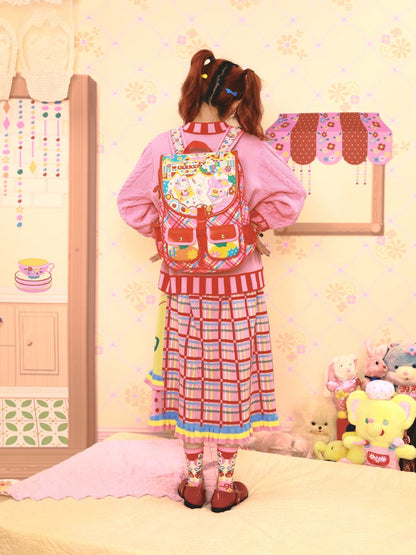 Sweet Plaid School Backpack Bag - Wolvess