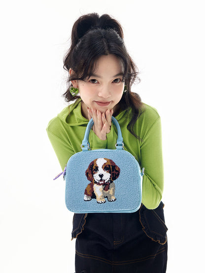 Blue Puppy Print Mini Handbag - Wolvess