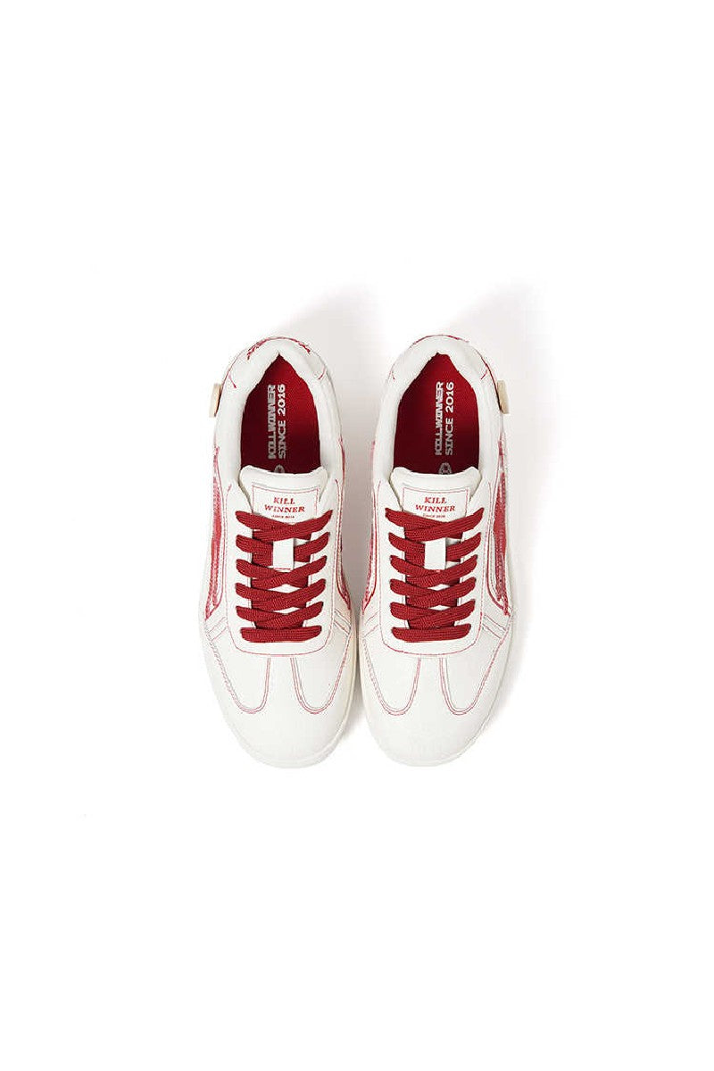 Classic Low-Top Sneakers White with Red Accents - Wolvess