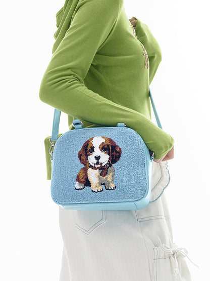 Blue Puppy Print Mini Handbag - Wolvess