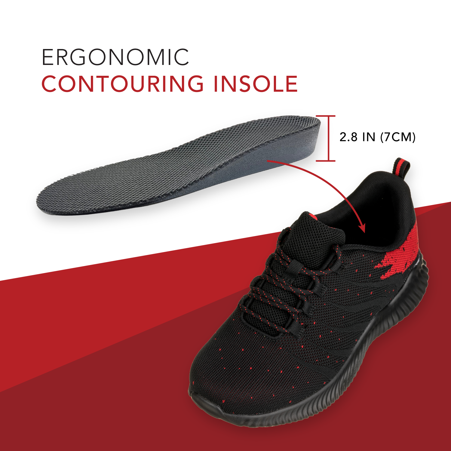 CALTO - Q215 - 2.8 Inches Taller (Black/Red) - Ultra Lightweight Tallmenshoes.com
