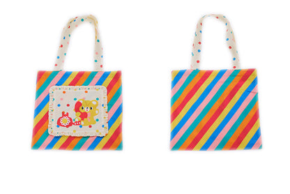 Rainbow Striped Bear Canvas Tote Bag - Wolvess