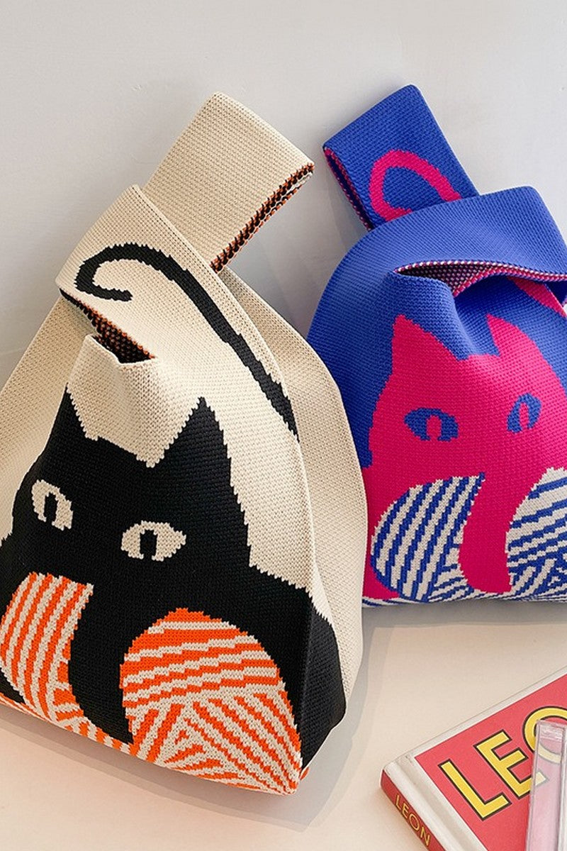 Retro Pattern Knit Storage Pouch - Wolvess