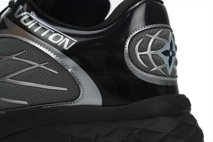 Custom LV Discovery Lace Up Black and White Silver