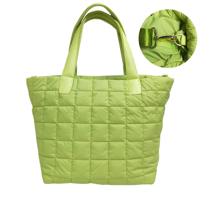 Quilted Nylon Tote – Lightweight, Triple-Zip, Travel & Work Ready MiamiLeathers.com